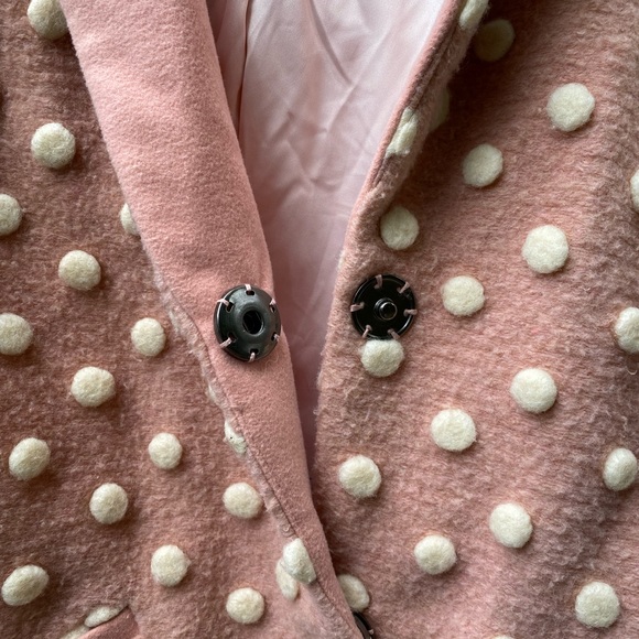 Gently loved ✨ ModCloth Pink Polka Dot Wool Coat 💗 Size Large - Picture 2 of 6